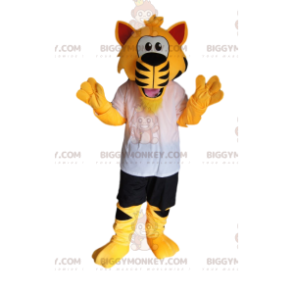 Super Enthusiastic Tiger BIGGYMONKEY™ Mascot Costume With