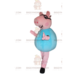 Disfraz de mascota de BIGGYMONKEY™ Pink Pig con gafas y camisa