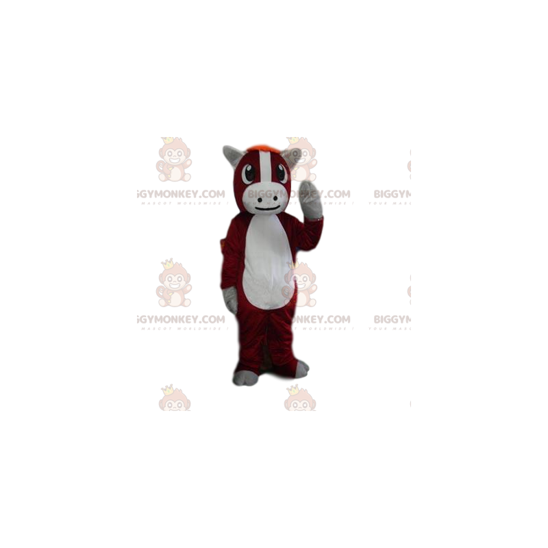 Traje de mascote de burro marrom e branco muito fofo