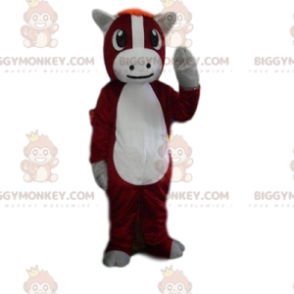 Traje de mascote de burro marrom e branco muito fofo
