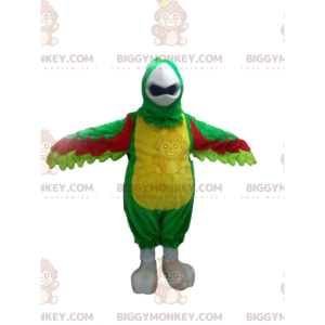 Traje de mascote de papagaio multicolorido BIGGYMONKEY™ com