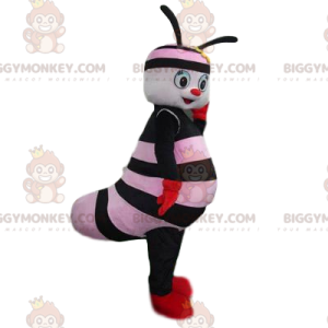 BIGGYMONKEY™ maskotkostume af lille sort og pink insekt med et