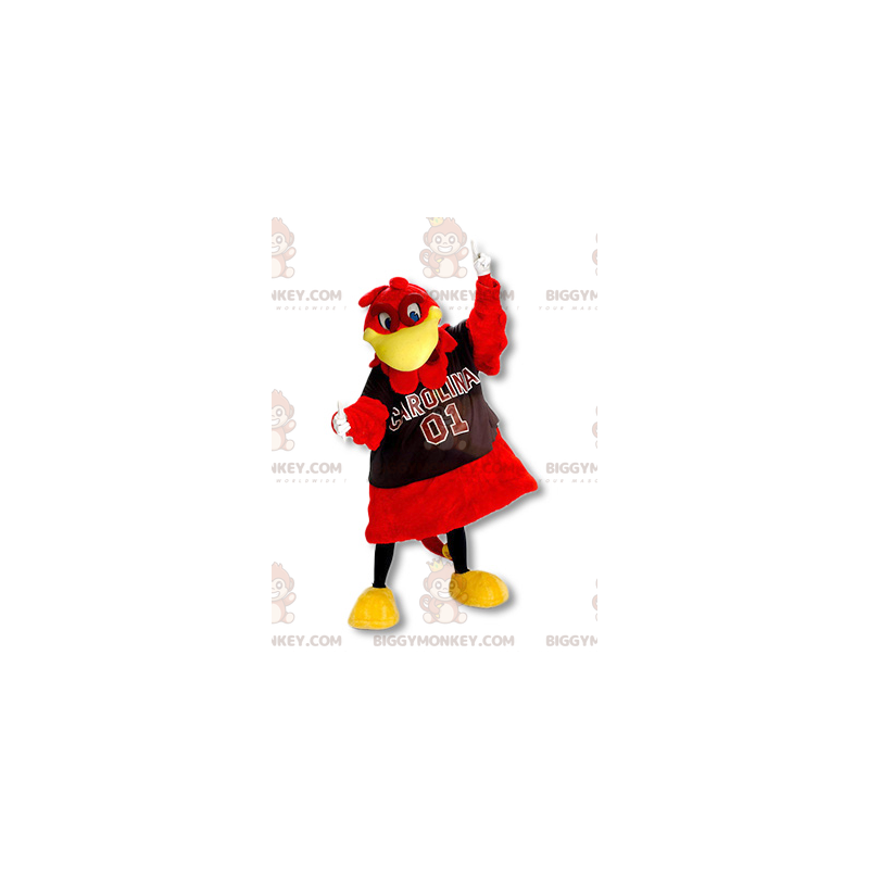Costume da mascotte gigante rosso e giallo uccello BIGGYMONKEY™ Costume da mascotte gigante rosso e giallo uccello BIGGYMONKEY™