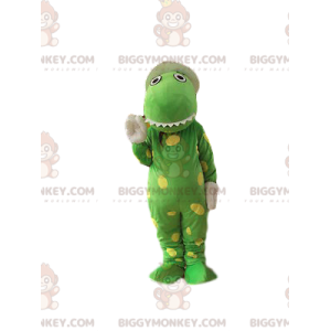 BIGGYMONKEY™ maskotkostume Meget sjov grøn krokodille med gule