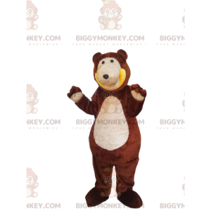 BIGGYMONKEY™ μασκότ στολή καφέ αρκούδα με τεράστιο χαμόγελο -