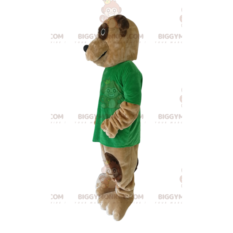 Brown Dog BIGGYMONKEY™ Mascot Costume With Green T-Shirt – Brown Dog BIGGYMONKEY™ Mascot Costume With Green T-Shirt –