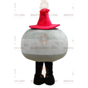 BIGGYMONKEY™ Maskottchenkostüm Runder grauer Schneemann mit