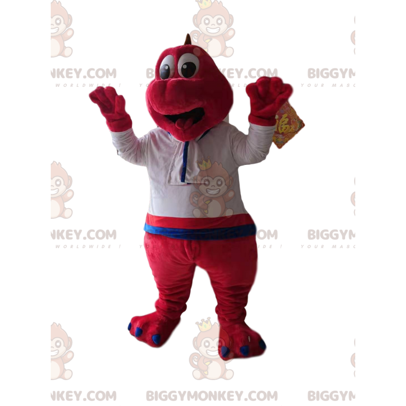 Fantasia de mascote de dinossauro fúcsia BIGGYMONKEY™ com Fantasia de mascote de dinossauro fúcsia BIGGYMONKEY™ com