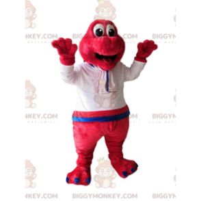 Fuchsia dinosaurus BIGGYMONKEY™ mascottekostuum met wit overhemd - Dinosaur mascottes - BIGGYMONKEY_013955 - BiggyMonkey.com