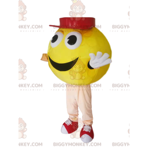 BIGGYMONKEY™ maskotkostume Gul rund mand med rød kasket -
