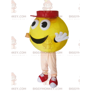 BIGGYMONKEY™ Maskottchen-Kostüm Gelber runder Mann mit roter