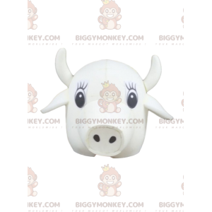 Disfraz de mascota cabeza de vaca blanca BIGGYMONKEY™ -
