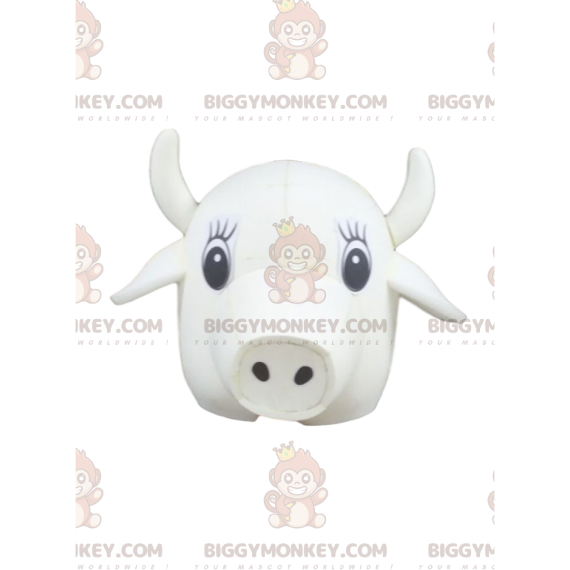 Costume de mascotte BIGGYMONKEY™ de tête de vache blanche - Costume de mascotte BIGGYMONKEY™ de tête de vache blanche -