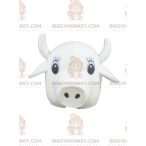 Fantasia de mascote BIGGYMONKEY™ Cabeça de Vaca Branca - Cabeças de mascote - BIGGYMONKEY_013961 - BiggyMonkey.com