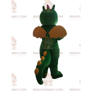 Traje de mascote BIGGYMONKEY™ Dinossauro verde e amarelo com