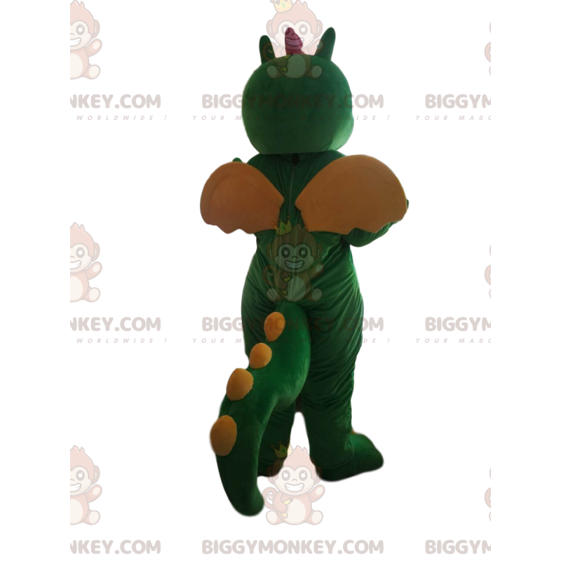 Costume de mascotte BIGGYMONKEY™ de dinosaure vert et jaune Costume de mascotte BIGGYMONKEY™ de dinosaure vert et jaune