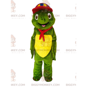 Groene schildpad BIGGYMONKEY™ mascottekostuum met veelkleurige