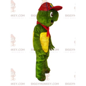 Grön sköldpadda BIGGYMONKEY™ maskotdräkt med flerfärgad keps och bandana - Sköldpaddan maskot - BiggyMonkey.com