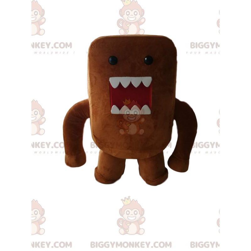 BIGGYMONKEY™ Little Brown Monster With Big Teeth Mascot Costume