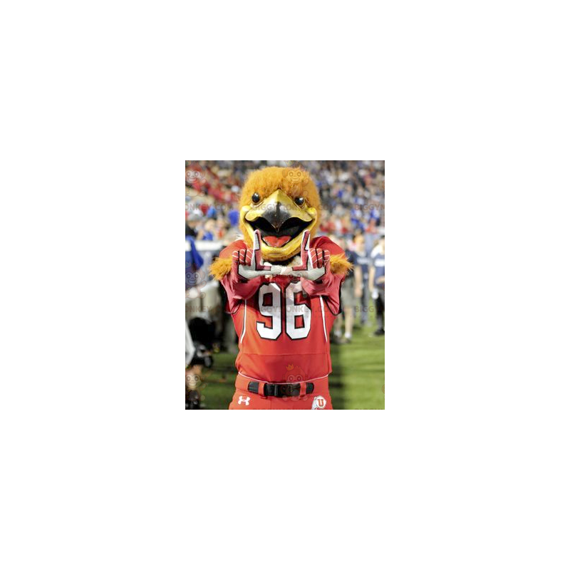 BIGGYMONKEY™ Orange Bird Eagle Mascot Costume In Red Sportswear BIGGYMONKEY™ Orange Bird Eagle Mascot Costume In Red Sportswear