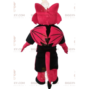 Amenazante disfraz de mascota dragón fucsia BIGGYMONKEY™ con