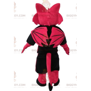 Traje de mascote ameaçador de dragão fúcsia BIGGYMONKEY™ com