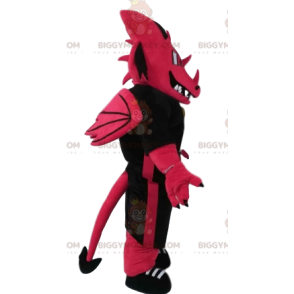 Kostium maskotki groźnego smoka w kolorze fuksji BIGGYMONKEY™ z