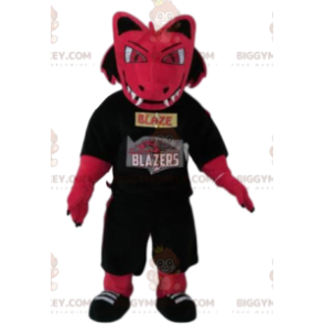 Truende Fuchsia Dragon BIGGYMONKEY™ maskotkostume med supporterskjorte - Drage maskot - BIGGYMONKEY_013970 - BiggyMonkey.com