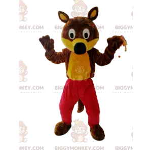 Zabawny kostium maskotki brązowo-żółtego wilka BIGGYMONKEY™ z