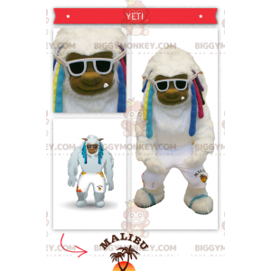 BIGGYMONKEY™ Fat White Yeti μασκότ στολή με πολύχρωμα