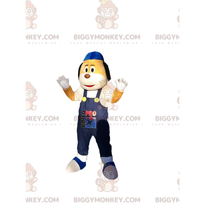 Costume de mascotte BIGGYMONKEY™ de petit chien jaune et blanc Costume de mascotte BIGGYMONKEY™ de petit chien jaune et blanc