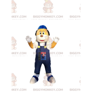 Kostým malého žlutobílého maskota BIGGYMONKEY™ s modrým