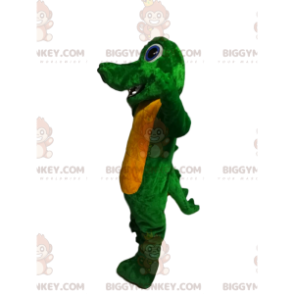 Disfraz de mascota BIGGYMONKEY™ Dragón verde y amarillo con grandes ojos azules - Mascota del dragón - BiggyMonkey.com
