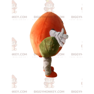 Orange Peach BIGGYMONKEY™ mascottekostuum met mooie groene