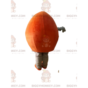 Orange persika BIGGYMONKEY™ maskotdräkt med vackra gröna blad -