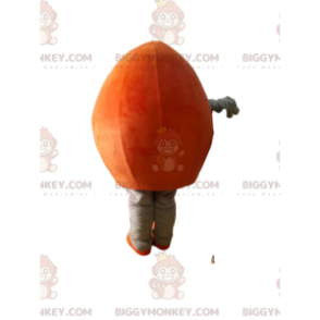 Orange persika BIGGYMONKEY™ maskotdräkt med vackra gröna blad -