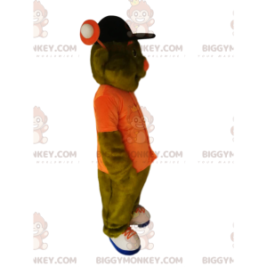 Green Alien BIGGYMONKEY™ Mascot Costume with Orange Shirt -