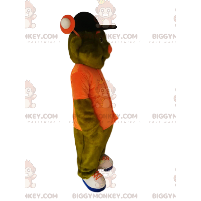 Green Alien BIGGYMONKEY™ Mascot Costume with Orange Shirt -