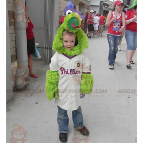 Costume de mascotte BIGGYMONKEY™ d'oiseau vert mignon et tout