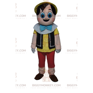 BIGGYMONKEY™ Pinocchio maskotdräkt med stora undrande ögon -