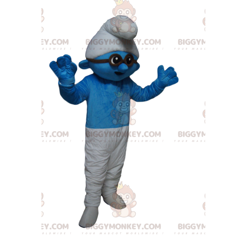 BIGGYMONKEY™ Mascot Costume Blue and White Smurf with Black