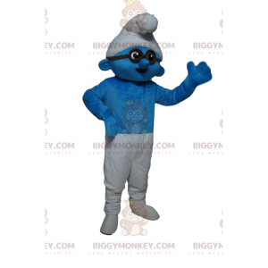 BIGGYMONKEY™ Mascot Costume Blue and White Smurf with Black