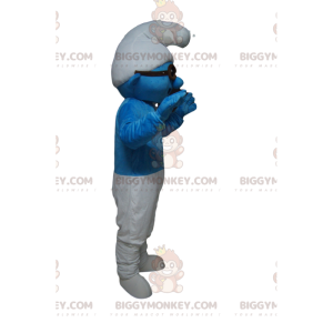 BIGGYMONKEY™ maskottiasu Sinivalkoinen Smurffi mustilla