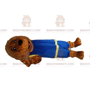 Lion BIGGYMONKEY™ Mascot Costume with Blue Sportswear -