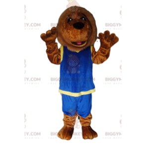 Löwe BIGGYMONKEY™ Maskottchenkostüm mit blauer Sportbekleidung