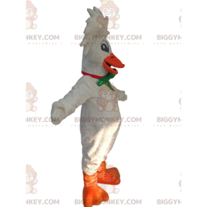  Στολή μασκότ BIGGYMONKEY™ White Goose με χαριτωμένο λοφίο και παπιγιόν - BiggyMonkey.com