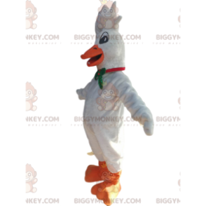  Disfraz de mascota White Goose BIGGYMONKEY™ con lindo escudo y pajarita - BiggyMonkey.com