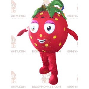 Lindo disfraz de mascota BIGGYMONKEY™ de fresa con hermosos