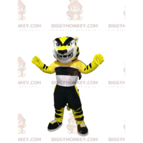 Mycket hotfull Tiger BIGGYMONKEY™ maskotdräkt med sportkläder -