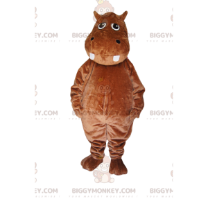 Costume de mascotte BIGGYMONKEY™ d'hyppopotame marron. Costume